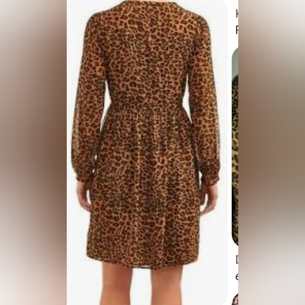 Time and Tru Leopard Print Long Sleeve Dress Sz Medium 8-10 - Picture 5 of 9